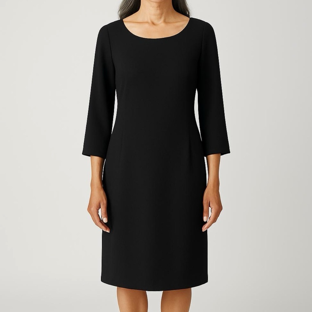 Vintage Laura Ashley Timeless Classic Black Midi Dress Size 4 Small S